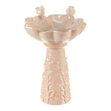 Autronic Hranilica/pojilica Bird feeder - ceramic, flower with birds, standing, cream (KEX6004 CRM-S)