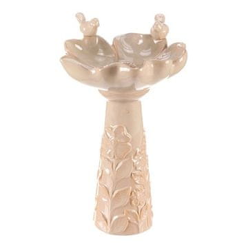 Autronic Hranilica/pojilica Bird feeder - ceramic, flower with birds, standing, cream (KEX6004 CRM-L)