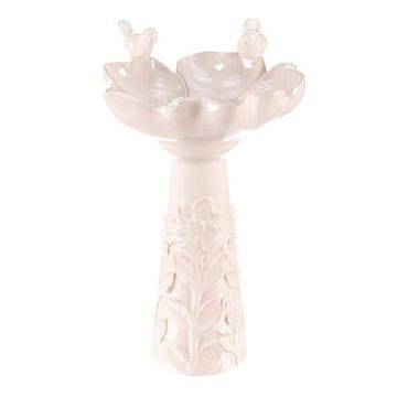 Autronic Hranilica/pojilica Bird feeder - ceramic, flower with birds, standing, white (KEX6004 WT-L)