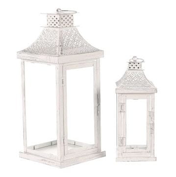 Autronic Fenjer Metal lantern - four-sided, white, price for a set of 2 pieces (LUC305)
