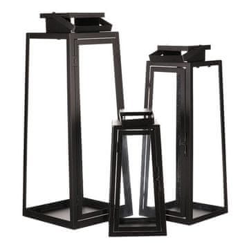Autronic Fenjer Metal lantern - four-sided, black, price for a set of 3 pieces (LUC302)