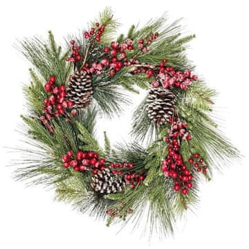 Autronic Vijenac Decorated wreath - diameter 60 cm, pine cones, needles and red berries (PRZ3339)