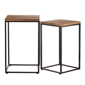 Autronic Stalak za cvijeće Flower stand - metal, wooden top, price for set of 2 pcs (FA23-027)