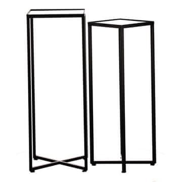 Autronic Stalak za cvijeće Flower stand - metal frames, glass top, price for a set of 2 pieces (FA23-028)