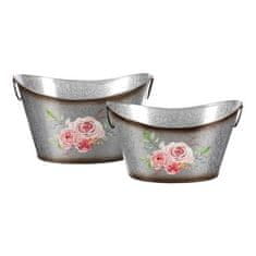 Autronic Pakiranje cvijeća Metal flower box. Set of 2. Design with roses. (OK6389)