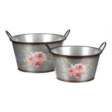 Autronic Pakiranje cvijeća Metal flower box, set of 2. Rose design. (OK6386)