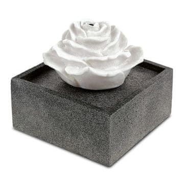 Autronic Fontana Fountain with LED light - polyresin, stone decor, and white rose (ZF5479)