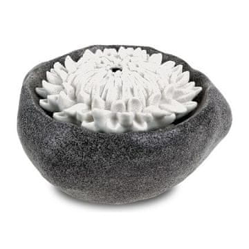 Autronic Fontana Fountain with LED lighting - polyresin, black, stone and white flower decor (ZF5478)