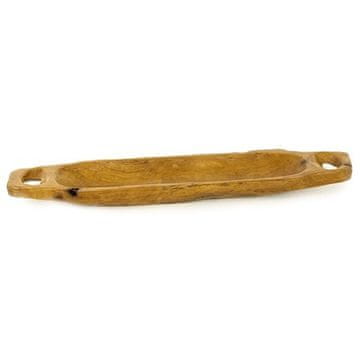 Autronic Zdjela s ručkama Bowl with handles, decorative wood carving made of teak wood (WLD145)