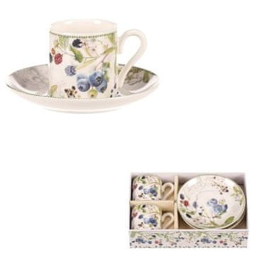 Autronic Kupa Cup with saucers, 2 pieces - gift set, porcelain, white with berries (POR003-3)