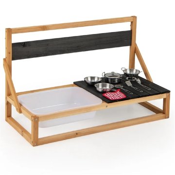 Northix Dječja vanjska kuhinja od blata, od jelovine s dodacima, prirodna, 81 x 36 x 49 cm