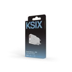 Ksix GaN ultratanki 30W zidni punjač, PD + PPS, USB-C + USB-A, bijeli