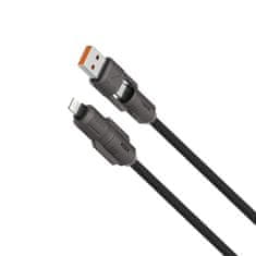 Ksix kabel USB-A/USB-C na USB-C/Lightning 240W, ul. br. punj., pleteni, 1m,crni