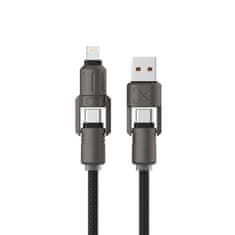 Ksix kabel USB-A/USB-C na USB-C/Lightning 240W, ul. br. punj., pleteni, 1m,crni