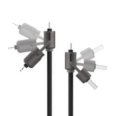 Ksix kabel USB-A/USB-C na USB-C/Lightning 240W, ul. br. punj., pleteni, 1m,crni