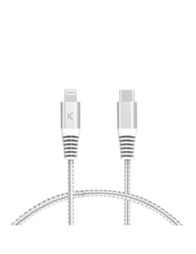 Ksix ultrabrzi kabel USB-C na lightning, 60W, pleteni, ojačani kon., 2m, bijeli