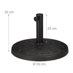 Northix Crni stalak za suncobran vintage dizajn, 2 adaptera, teška baza