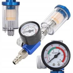 Rosfix Regulator Tlačnog Pritiska 1/4 Mlaznica Za Hvlp Pištolj | 7 BAR, Aluminij, Odvaja Vod, 0-140 PSI