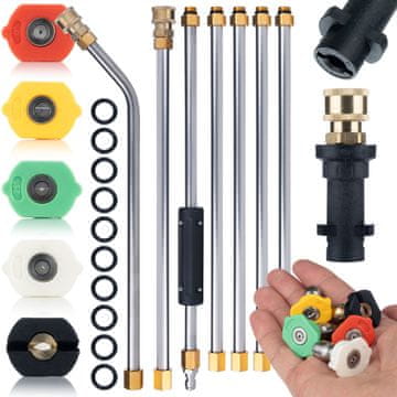 Rosfix Set 7 Cijevi Za Prskanje – Pjenasta Mlaznica, Adapter Bayonet | Zamjenski Dio Za Visokotlačni Perač Kärcher K2–K7, 250 BAR, 2,6 m