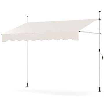 Northix Uvlačna tenda 250 cm bijela bez bušenja s podesivom visinom i kutom