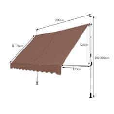 Northix Uvlačna tenda 200 cm bez bušenja otporna na UV zračenje s podesivom visinom