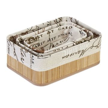 Northix Set 3 bambusove košare za shranjevanje z dekorativnimi vložki