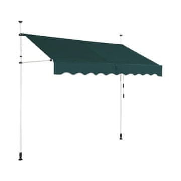 Northix Uvlačna balkonska tenda 350 cm zelena otporna na UV zračenje s podesivom visinom