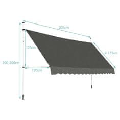 Northix Uvlačna balkonska tenda širine 200 cm otporna na UV zračenje siva