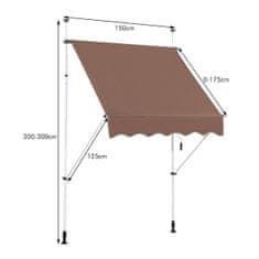 Northix 150 cm podesiva tenda za balkon otporna na UV zračenje