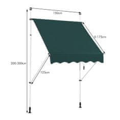 Northix 150 cm podesiva tenda za balkon otporna na UV zračenje zelena