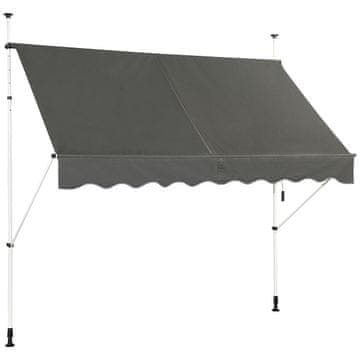 Northix Podesiva balkonska tenda s ručicom, 250x120 cm, siva