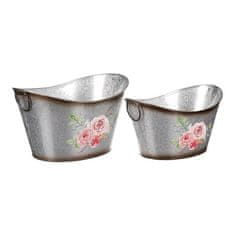 Autronic Pakiranje cvijeća Metal flower box. Set of 2. Design with roses. (OK6389)