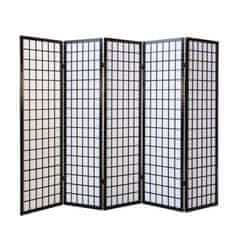 Pregrada za prostor 5 panela Shoji 175x220x22 cm crna