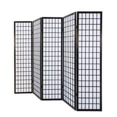Pregrada za prostor 5 panela Shoji 175x220x22 cm crna