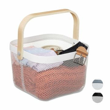 Northix Metalna košara za pohranu z drvenim ručkom za dom in kuhinjo