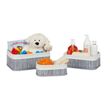 Northix Košara za pohranu od bambusa s 3 dijela i ojačanim rubovima