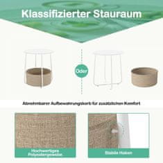 Northix Okrugli bočni stolić s košarom za pohranu – bijeli, metalni okvir