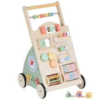 Northix Drvena hodalica za bebe s kotačima i košarom za pohranu