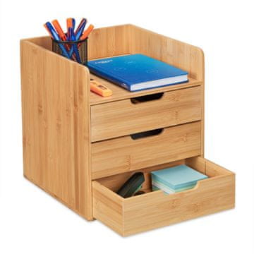 Northix Bambus organizator stola 3 ladice A4 pretinci uredski
