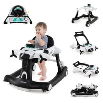 Northix 6-u-1 podesiva hodalica za bebe s pladnjem i glazbom, sklopiva, višefunkcionalna