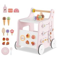 Northix Drvena hodalica za bebe s prostorom za pohranu - ružičasta, Montessori igračka, razvojna