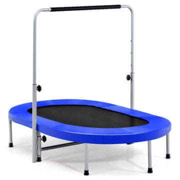 Northix Trampolin za 2 osobe s ručkom podesivom po visini, mini trampolin 154 x 90 x 92 -132 cm, plava