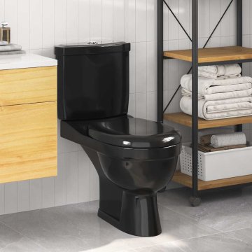 Vidaxl WC s vodokotlićem, crni