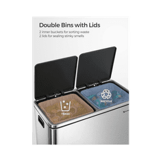 Songmics Kantu za odvojeno sakupljanje otpada 2x30L, LTB60NL