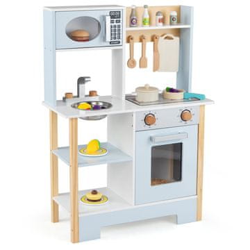 Northix Dječja plava kuhinja za igru s mikrovalnom pećnicom i školskom pločom