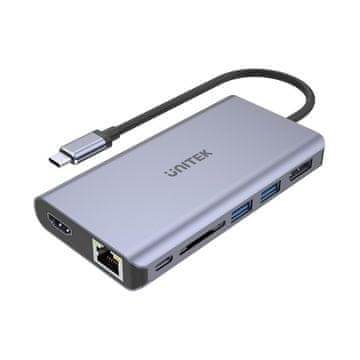 UNITEK uHUB S7 USB 3.2 Gen 1 Type-C sivi, s Ethernet priključkom