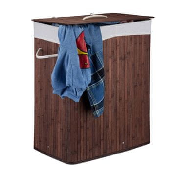 Northix Bambusova košara za perilo z 2 predeloma in pokrovom