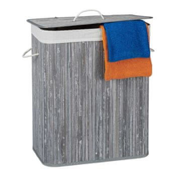 Northix Bambusova košara za perilo z 2 predeloma in pokrovom