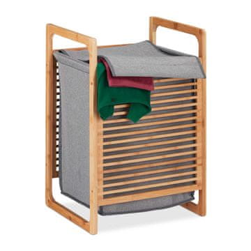 Northix Bambusova košara za perilo s pokrovom in tkaninsko vrečo