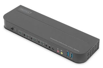 Digitus Digitus DA-70147 KVM prekidač, 4-portni, 4K60Hz, 4x DP ulaz, 1x DP/HDMI izlaz, crni